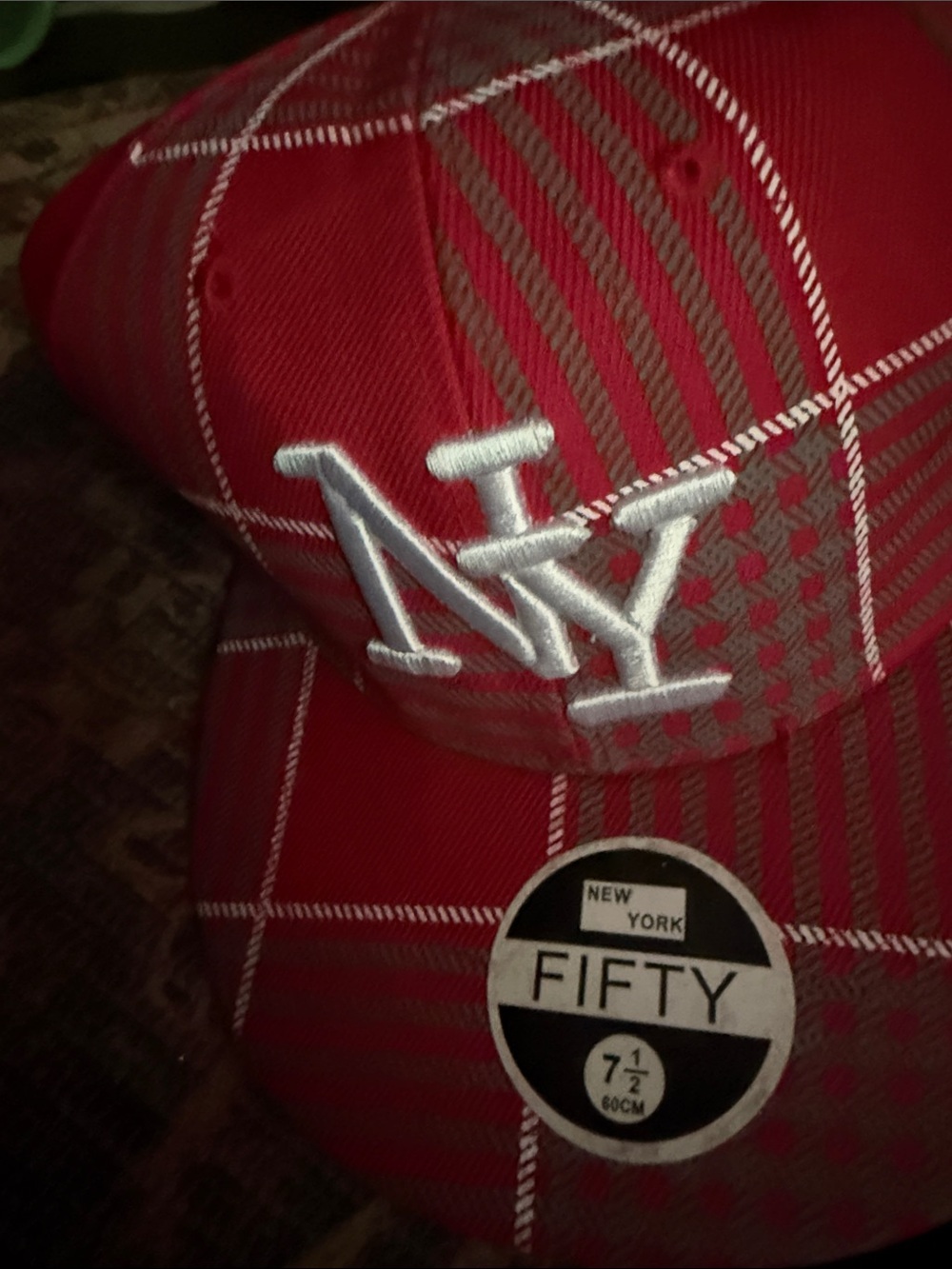 Vintage Red ,Grey Plaid NY Cap - Picture 2 of 8